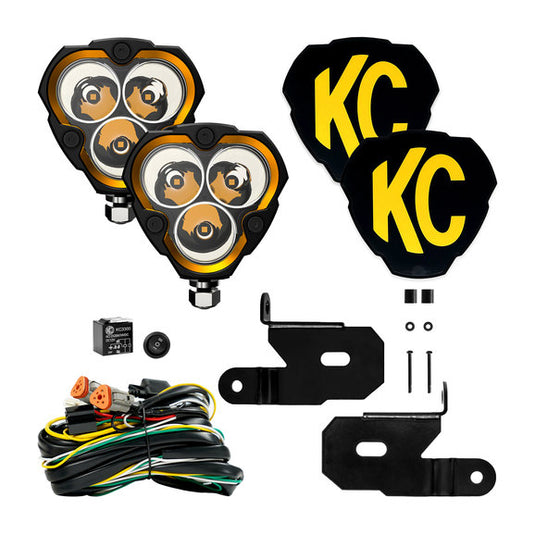 KC HiLiTES Flex Era 3 LED Light System with Pillar Mounts for 07-24 Jeep Wrangler JK, JL & Gladiator JT