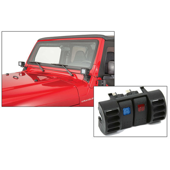 Load image into Gallery viewer, Quadratec 3&quot; Cube LED with Wiring Harness, Windshield Mounting Brackets &amp; Daystar Vent Switch Panel with Switches for 97-06 Jeep Wrangler TJ
