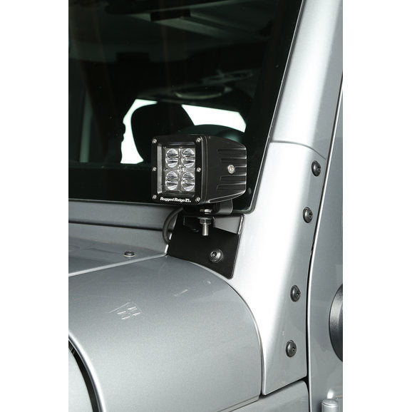 Load image into Gallery viewer, Rugged Ridge 11027.04 Windshield Light Mounting Brackets in Textured Black for 07-15 Jeep Wrangler JK
