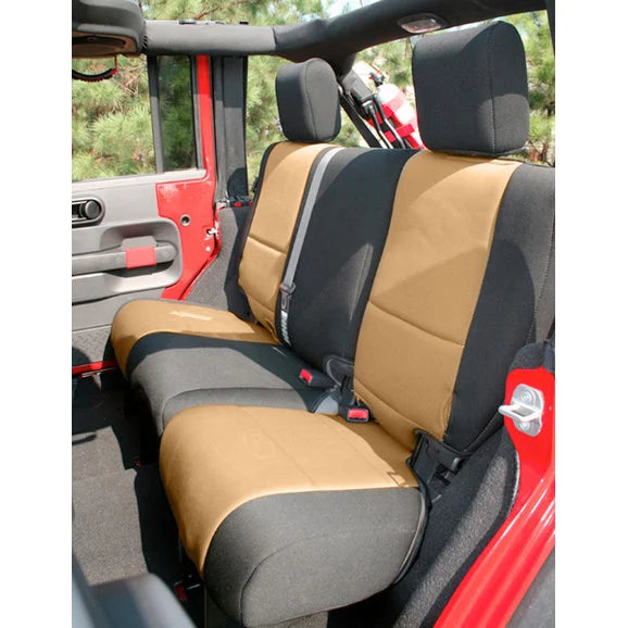 Rugged Ridge 13265.04 Custom Fit Neoprene Rear Seat Covers in Black & Tan for 11-18 Jeep Wrangler JK 2 Door