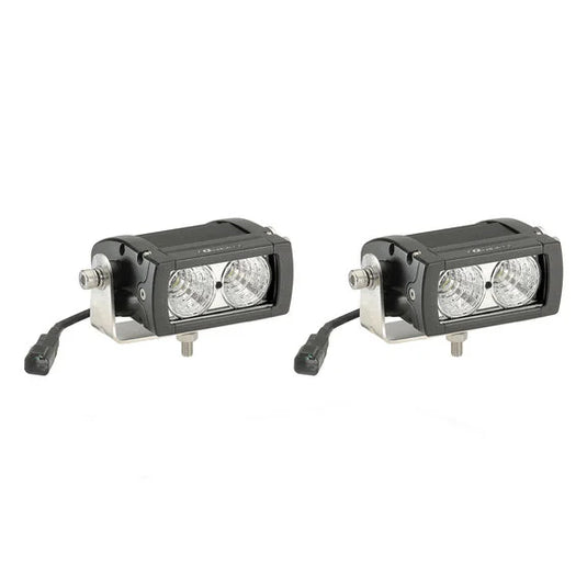 Quadratec 4" Rectangular LED Lights with Wiring Harness & Windshield Mount Brackets for 97-06 Jeep Wrangler TJ & Unlimited