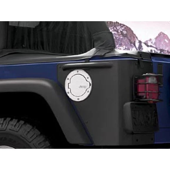 Load image into Gallery viewer, Mopar 82209292 Brushed Aluminum Fuel Door for 97-06 Jeep Wrangler TJ
