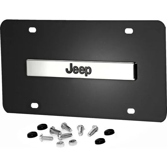 Automotive Gold JEENCB 3-D Black Powder Coated Jeep Logo License Plate