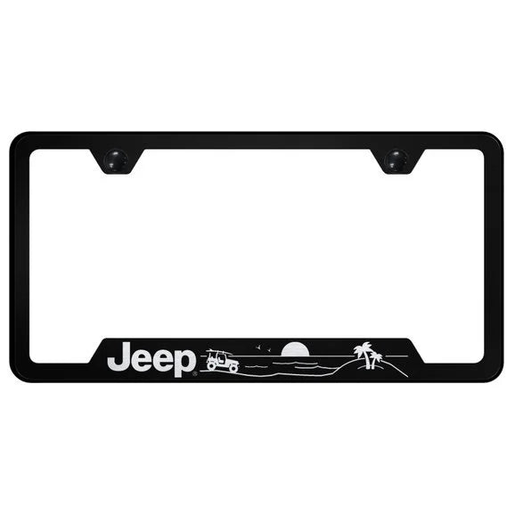 Automotive Gold Laser Etched Stainless Jeep Beach License Plate Frame