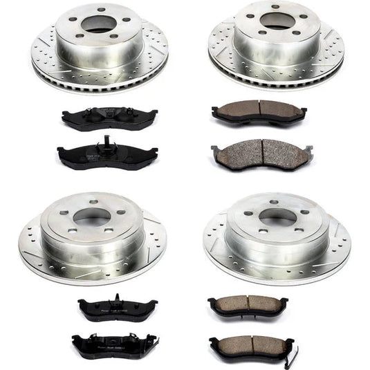 Power Stop K2154 Front & Rear Z23 Evolution Sport Performance 1-Click Brake Kit for 03-06 Jeep Wrangler TJ & Unlimited