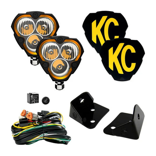 KC HiLiTES Flex Era 3 LED Light System with Pillar Mounts for 07-24 Jeep Wrangler JK, JL & Gladiator JT