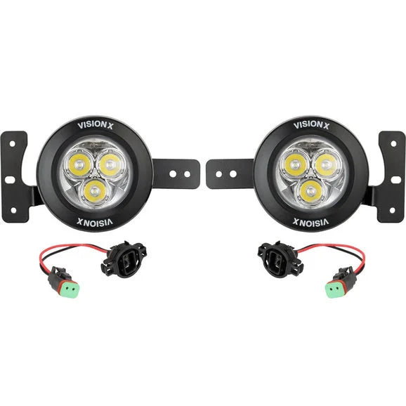 Vision X 5504184 Factory Upgrade Bracket Kit (with CG2-CPM310 Fog Lights) With OE Plastic Bumper for 18-21 Jeep Wrangler JL & Gladiator JT