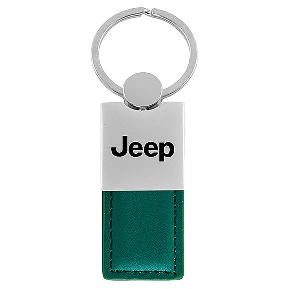 Load image into Gallery viewer, Automotive Gold Jeep Logo Leather Duo Keychain
