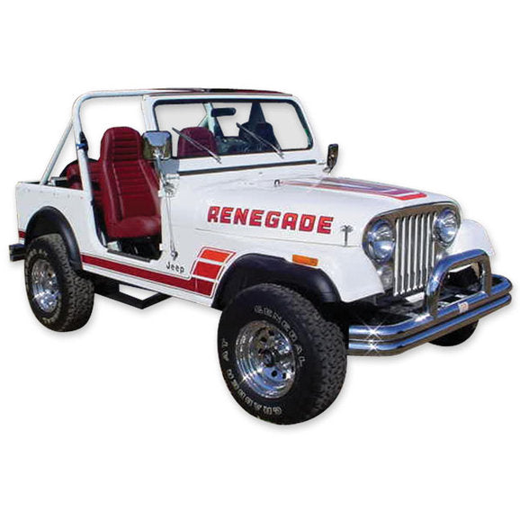 Load image into Gallery viewer, Phoenix Graphix Renegade Vinyl Hood Graphics Kit for 83-84 Jeep CJ7 Renegade
