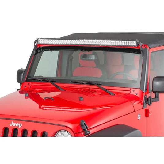 Quadratec J5 LED Light Bar with 2 Bolt Style Windshield Mounting Brackets for 07-18 Jeep Wrangler JK