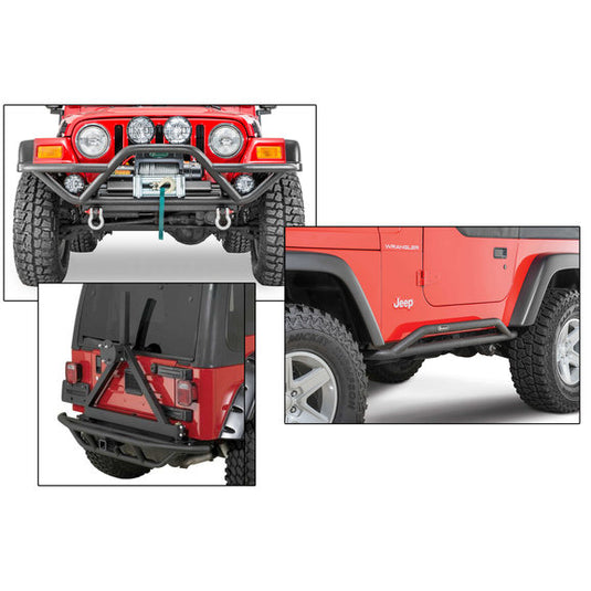 Quadratec QRC Front Bumper, Rocker Guards & Rear Bumper for 87-06 Jeep Wrangler YJ & TJ