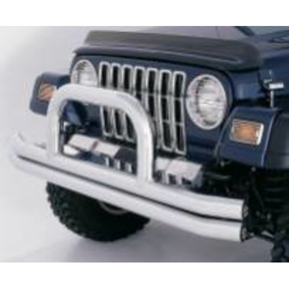 Rampage Products 8420 Front Bumper with Hoop in Stainless for 76-06 Jeep CJ-5, CJ-7, CJ-8 Scrambler, Wrangler YJ, TJ & Unlimited