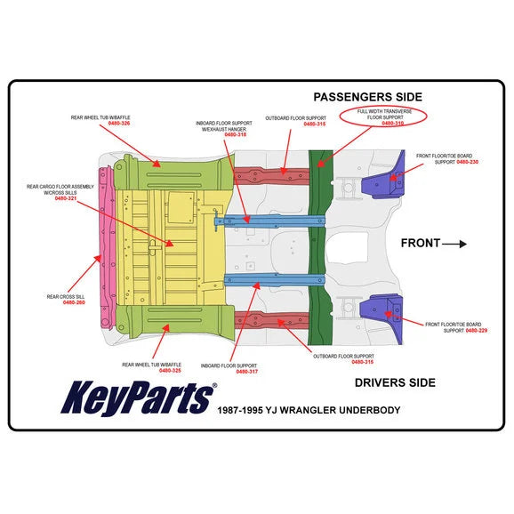 Load image into Gallery viewer, Key Parts 0480-310 Rear Transverse Floor Support for 87-95 Jeep Wrangler YJ
