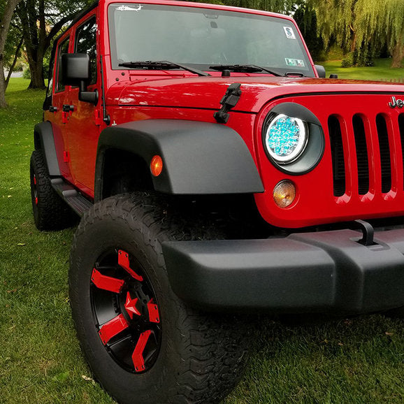 Load image into Gallery viewer, Quake LED QTE1024 Spider Eye Headlights with DRL Halo &amp; RGB Accent Backlighting for Jeep Wrangler JK, TJ &amp; CJ
