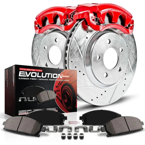 Power Stop KC2149 Front Z23 Evolution Sport Performance 1-Click Brake Kit with Powder Coated Calipers for 99-04 Jeep Grand Cherokee WJ with Akebono Calipers