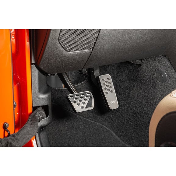 Load image into Gallery viewer, Mopar 82215335 Brushed Pedal Pads for 18-24 Jeep Wrangler JL &amp; Gladiator JT with Automatic Transmission
