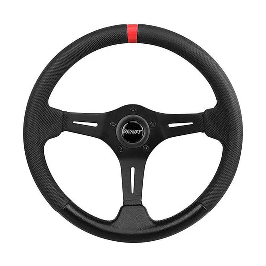 Grant Products 690 Grant Racing Edition Steering Wheel in Black Aluminum with Diamond Textured Grip & Red Top Stripe