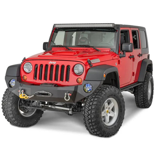 Rock Slide Engineering Rigid Series Front Bumper with Winch Mount in Textured Black for 07-18 Jeep Wrangler JK