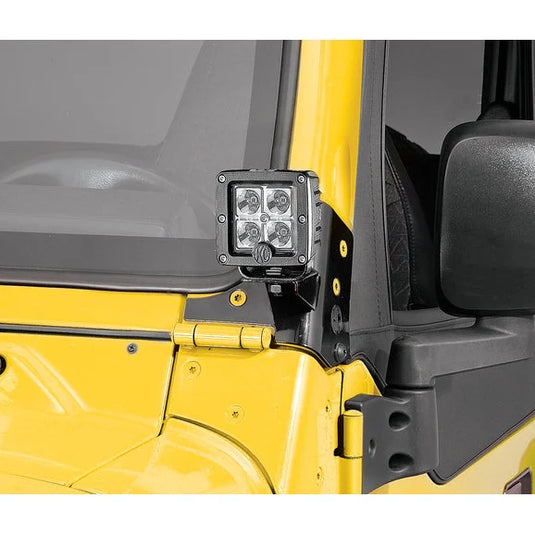 KC HiLiTES 7311 Windshield Light Mount Brackets in Black for 97-06 Jeep Wrangler TJ & Unlimited