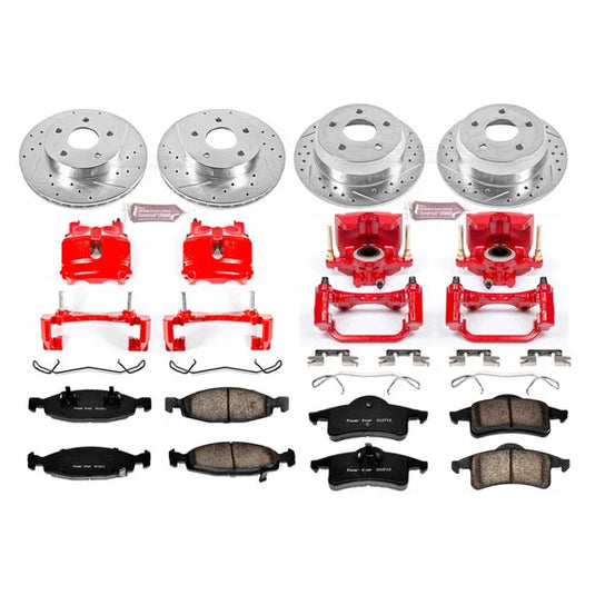 Power Stop KC2148 Front & Rear Z23 Evolution Sport Performance 1-Click Brake Kit with Calipers for 99-02 Jeep Grand Cherokee WJ with Teves Calipers