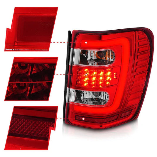 Anzo USA LED Tail Lights with C Light Bar for 99-04 Jeep Grand Cherokee WJ