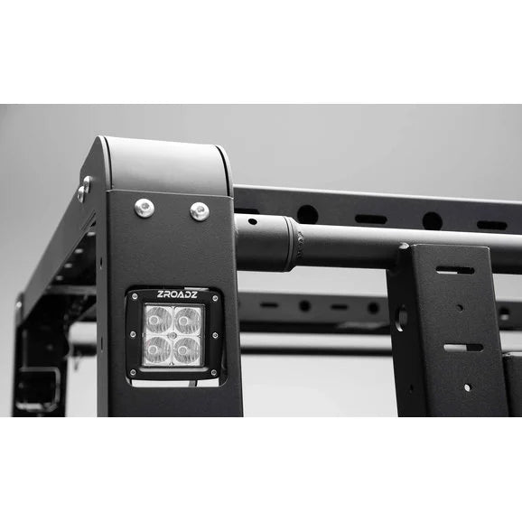 Load image into Gallery viewer, ZROADZ Z834101 Overland Access Rack With Side Gates &amp; (4) 3 Inch ZROADZ LED Pod Lights for 20-21 Jeep Gladiator JT
