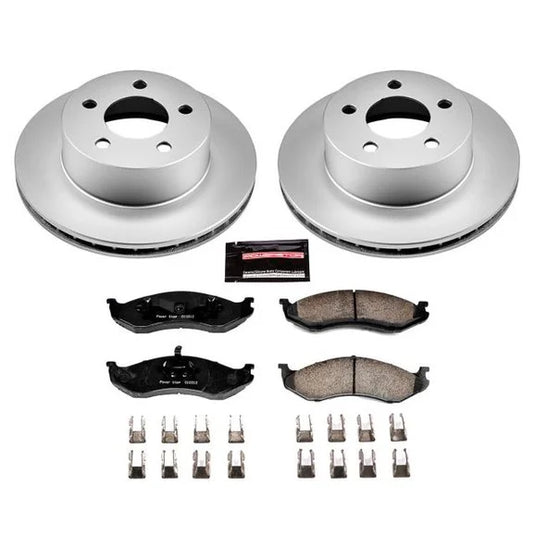 Power Stop CRK2119 Front Z17 Evolution Geomet Coated Brake Kit for 90-99 Jeep Cherokee XJ, 90-92 Jeep Comanche MJ, 93-98 Grand Cherokee ZJ, 90 Wagoneer SJ, & 90-99 Jeep Wrangler YJ & TJ