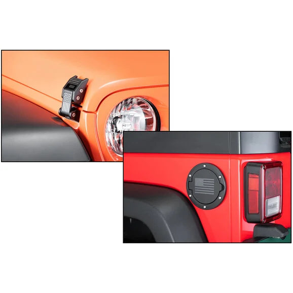 Load image into Gallery viewer, TACTIK Hood Latch &amp; Billet Aluminum Fuel Door Kit for 07-18 Jeep Wrangler JK
