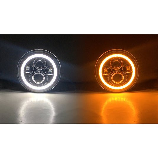 Quake LED QTE959 LED Headlights with White DRL Halo & Amber Turn Signals for Jeep Wrangler JK, TJ & CJ