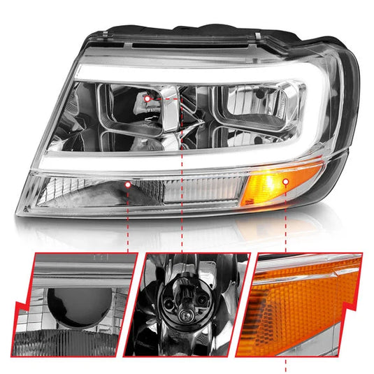 Anzo USA Crystal Plank Style Headlights for 99-04 Jeep Grand Cherokee WJ