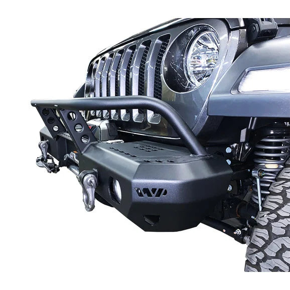 Load image into Gallery viewer, Warrior Products 6538 MOD Series Front Mid-Width Bumper with Brush Guard for 18-24 Jeep Wrangler JL &amp; Gladiator JT
