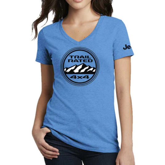 Jeep Merchandise Ladies Jeep Trail Rated V-Neck T-Shirt