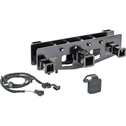 VersaHitch 2" Receiver Hitch with Wiring Kit, Jeep Logo Plug & Step for 07-18 Jeep Wrangler JK