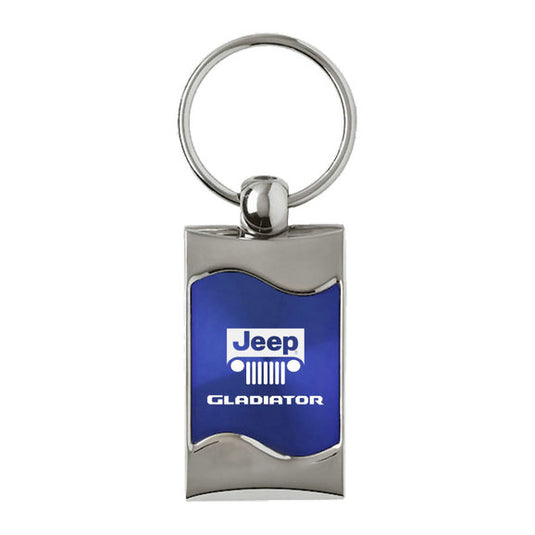 Automotive Gold Jeep Logo Gladiator Rectangle Wave Keychain