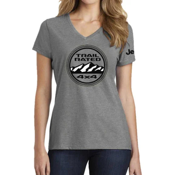 Load image into Gallery viewer, Jeep Merchandise Ladies Jeep Trail Rated V-Neck T-Shirt
