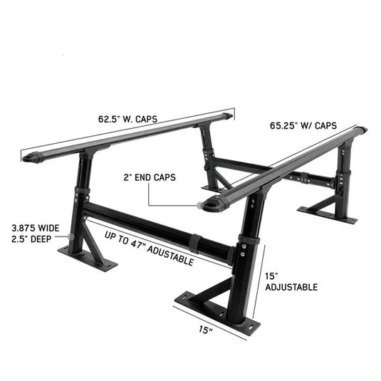 Overland Vehicle Systems 22040100 Freedom Bed Rack with Adjustable Crossbars for Jeep Gladiator JT