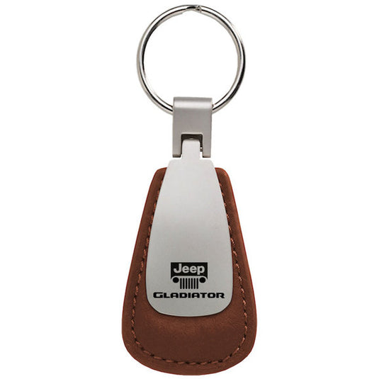 Automotive Gold Leather Teardrop Jeep Logo Gladiator Keychain