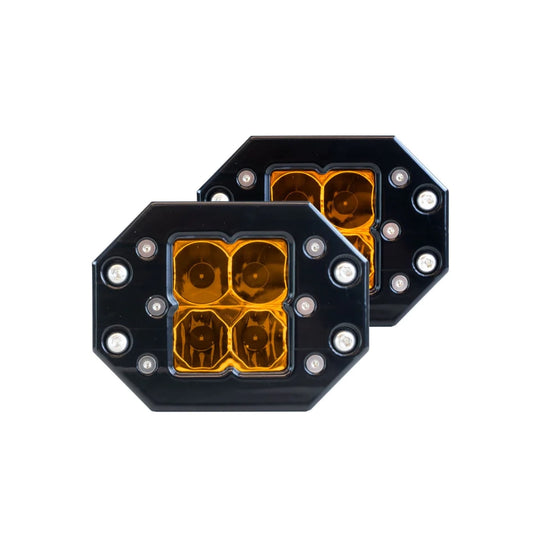 Quattro Flush Mount Amber LED Pod Light- Pair Pack