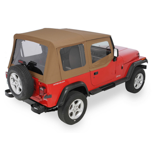 QuadraTop Replacement Soft Top with Upper Doors & Clear Windows for 88-95 Jeep Wrangler YJ