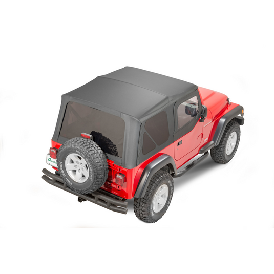 QuadraTop Gen II Complete Premium Soft Top with Tinted Windows & Upper Doors in Black Diamond Sailcloth for 97-06 Jeep Wrangler TJ
