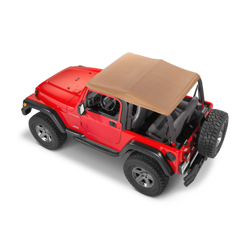 Load image into Gallery viewer, QuadraTop Adventure Top Fastback Conversion Soft Top in Black Denim for 97-06 Jeep Wrangler TJ
