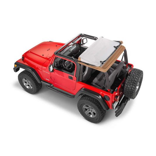 QuadraTop Adventure Top Fastback Conversion Soft Top in Black Denim for 97-06 Jeep Wrangler TJ