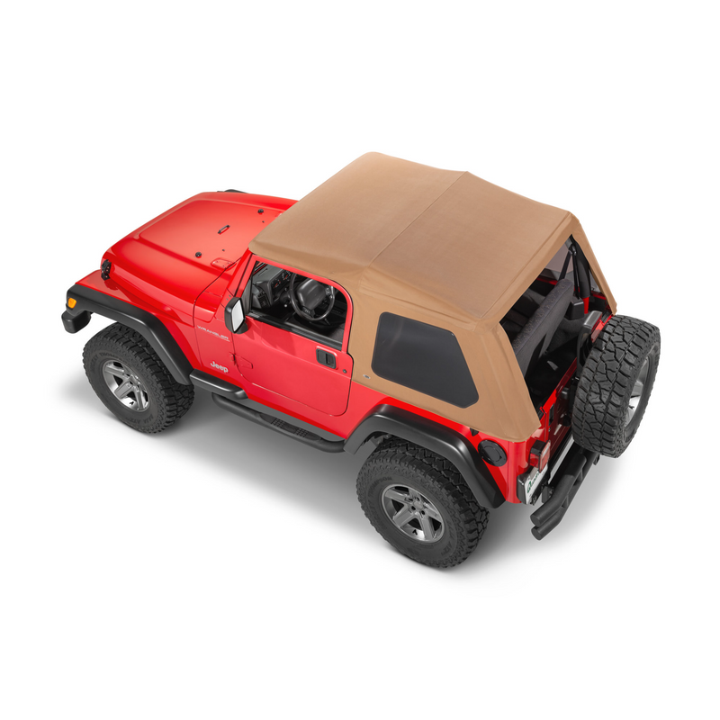 Load image into Gallery viewer, QuadraTop Adventure Top Fastback Conversion Soft Top in Black Denim for 97-06 Jeep Wrangler TJ
