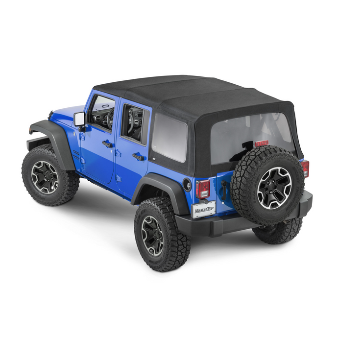 MasterTop Replacement Soft Top with Tinted Windows in MasterTwill® Fabric for 07-18 Jeep Wrangler JK 4 Door