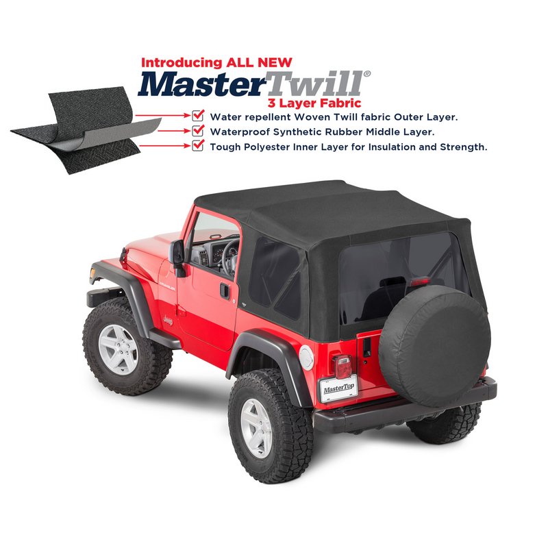 Load image into Gallery viewer, MasterTop Replacement Soft Top with Tinted Windows in MasterTwill® Fabric for 97-06 Jeep Wrangler TJ
