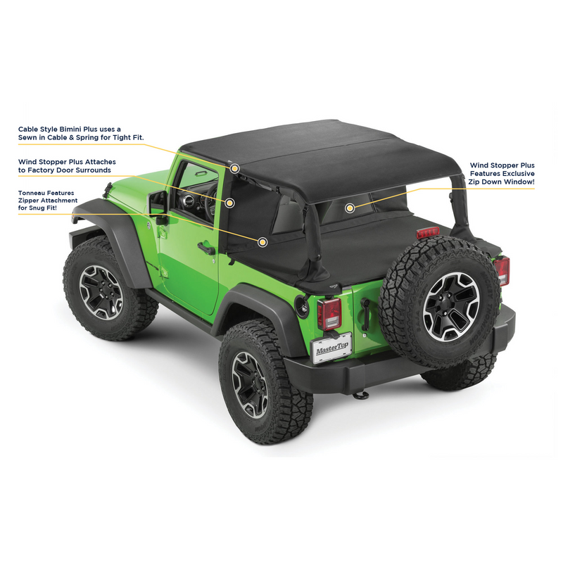 Load image into Gallery viewer, MasterTop Ultimate Summer Combo Tops in MasterTwill® Fabric for 07-18 Jeep Wrangler JK 2-Door
