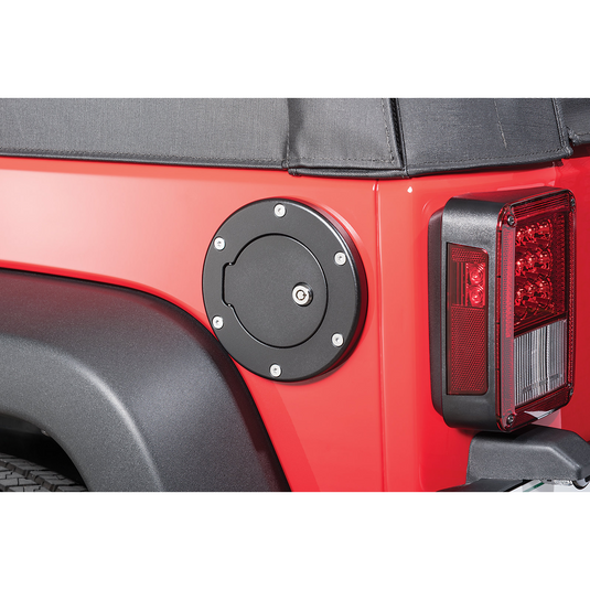 Quadratec Billet Aluminum Fuel Door with Lock and Keys for 07-18 Jeep Wrangler JK