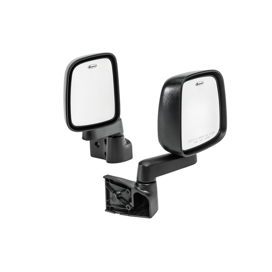 Quadratec 03-06 Factory Styling Replacement Mirror Kit in Black for 87-18 Jeep Wrangler YJ, TJ, 18-21 JK, JL & JT with Aftermarket Tube Doors