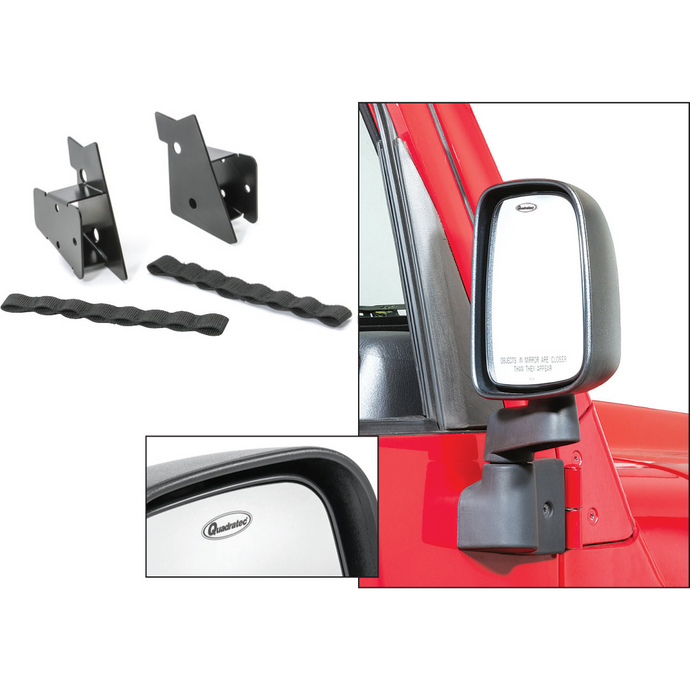 Quadratec Replacement Mirrors & Relocation Brackets for 97-06 Jeep Wrangler TJ & Unlimited