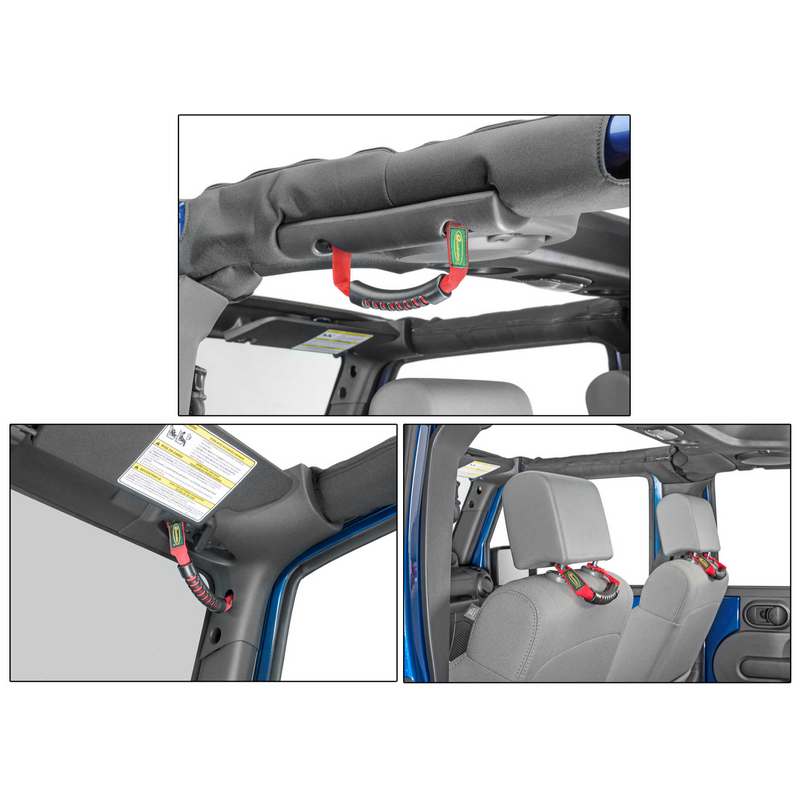 Load image into Gallery viewer, Quadratec &quot;A&quot; Pillar, Sport Bar or Headrest 3-in-one Grab Handles for 07-18 Jeep Wrangler JK
